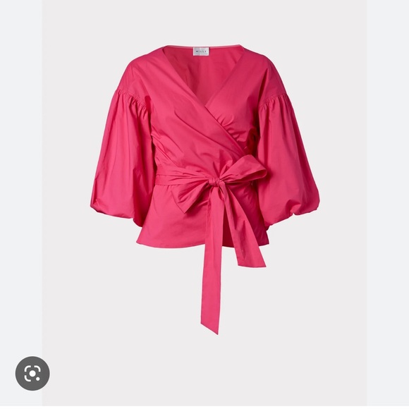 NWT Milly Paulina Poplin Wrap Top - Picture 1 of 5